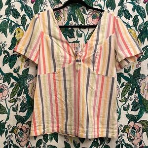 NWT Old Navy Striped V Neck Multicolored Shirt